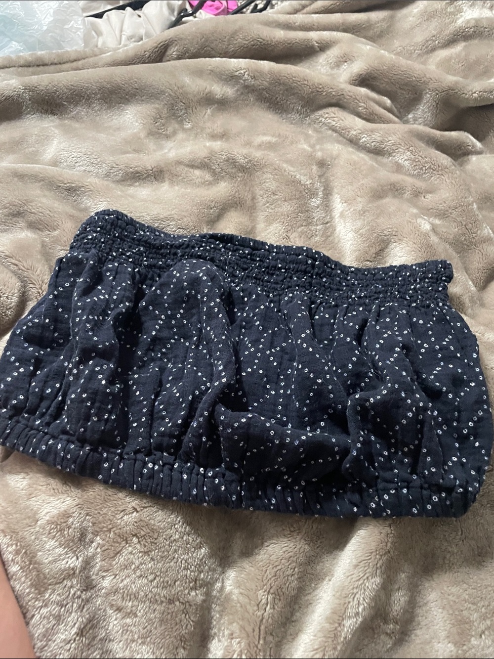 Navy Smocked Camisole with Silver Dot Detail